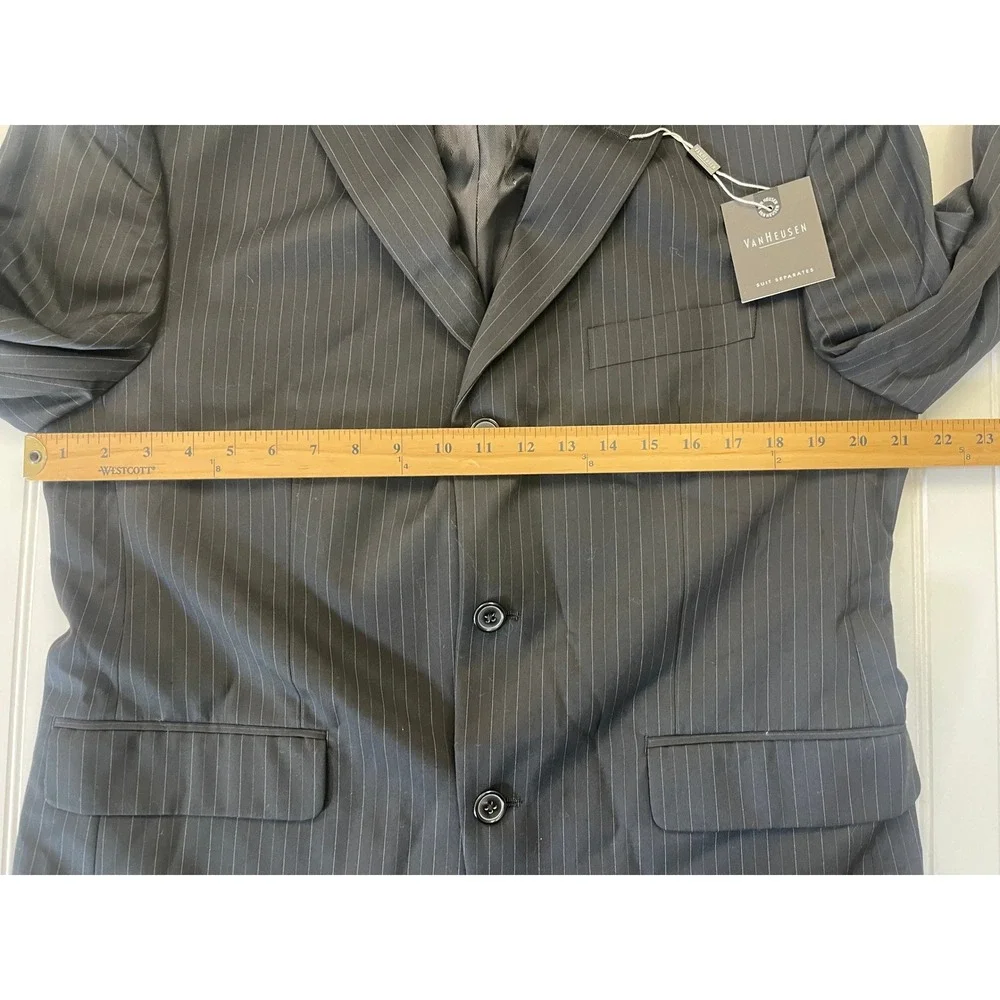 NWT Van Heusen Mens Pinstripe Suit Separate Blazer Black 40 Short NEW